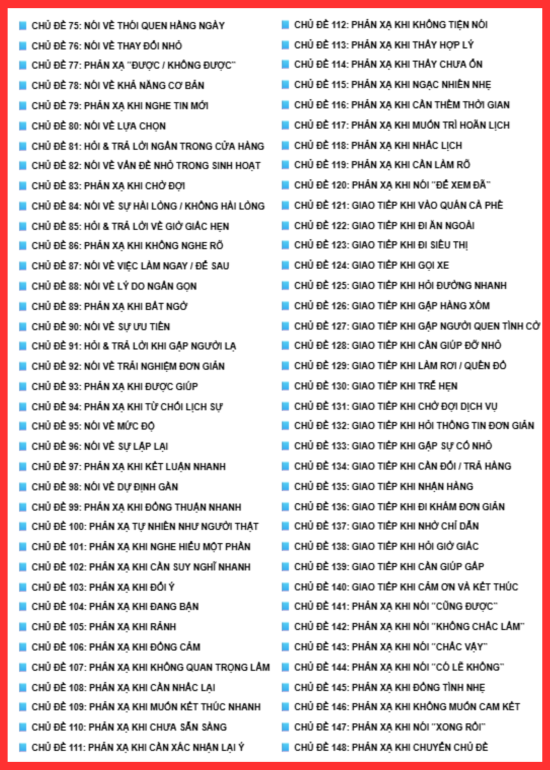 BỘ TỪ VỰNG VÀ CÂU VÍ DỤ DÀNH CHO NGƯỜI CHƯA TỪNG HỌC GIAO TIẾP ĐÚNG CÁCH (SÁCH PDF)