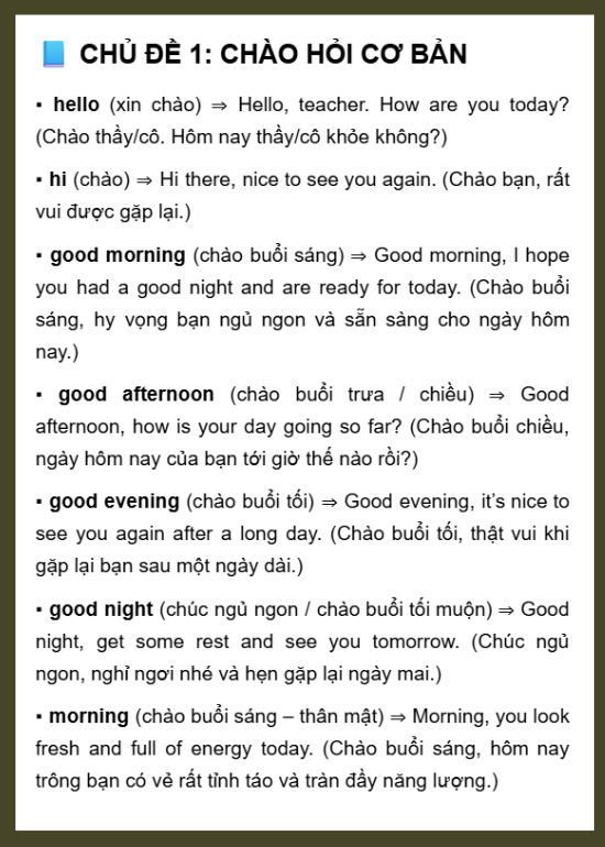 BỘ TỪ VỰNG VÀ CÂU VÍ DỤ DÀNH CHO NGƯỜI CHƯA TỪNG HỌC GIAO TIẾP ĐÚNG CÁCH (SÁCH PDF + MP3)