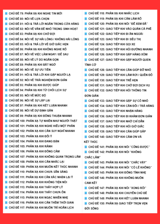 BỘ TỪ VỰNG VÀ CÂU VÍ DỤ DÀNH CHO NGƯỜI CHƯA TỪNG HỌC GIAO TIẾP ĐÚNG CÁCH (SÁCH PDF)